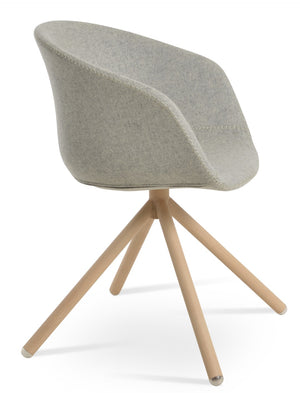 Soho Concept Tribeca Stick Swivel Armchair - Premium Camira Wool, Durable Steel Base, 10-year Guarantee & Style Natural,Silver  Soho-concept-dining-chair-06184