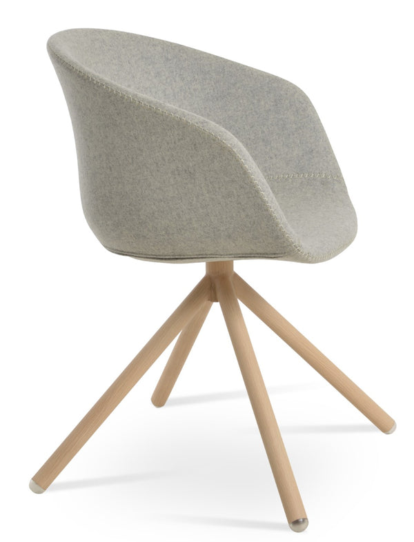 Soho Concept Tribeca Stick Swivel Armchair - Premium Camira Wool, Durable Steel Base, 10-year Guarantee & Style Natural,Silver  Soho-concept-dining-chair-06184