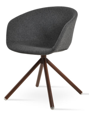 Soho Concept Tribeca Stick Swivel Armchair - Premium Camira Wool, Durable Steel Base, 10-year Guarantee & Style Walnut,Dark Grey  Soho-concept-dining-chair-06185