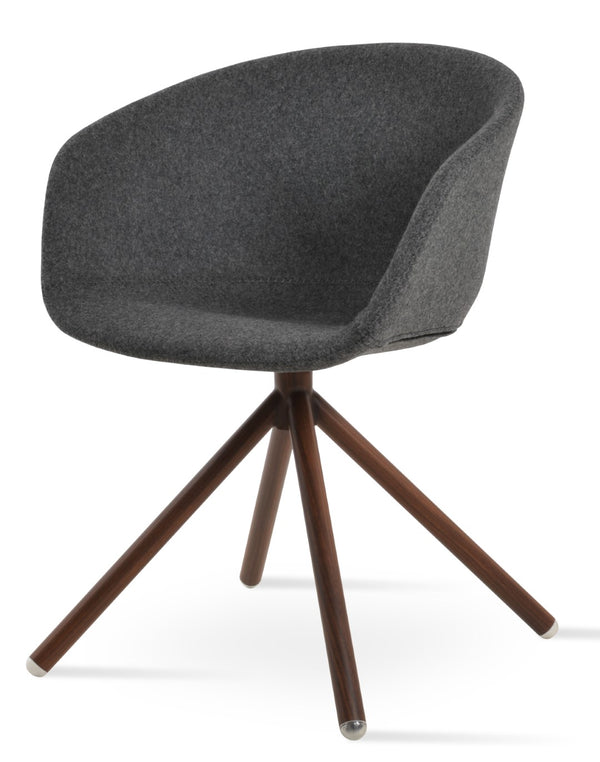 Soho Concept Tribeca Stick Swivel Armchair - Premium Camira Wool, Durable Steel Base, 10-year Guarantee & Style Walnut,Dark Grey  Soho-concept-dining-chair-06185