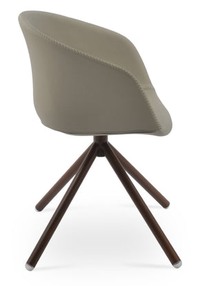 Soho Concept Tribeca Stick Swivel Armchair - Ergonomic Leatherette Dining Chair With Stylish Steel Base & 2-year Guarantee Walnut  Soho-concept-dining-chair-06186