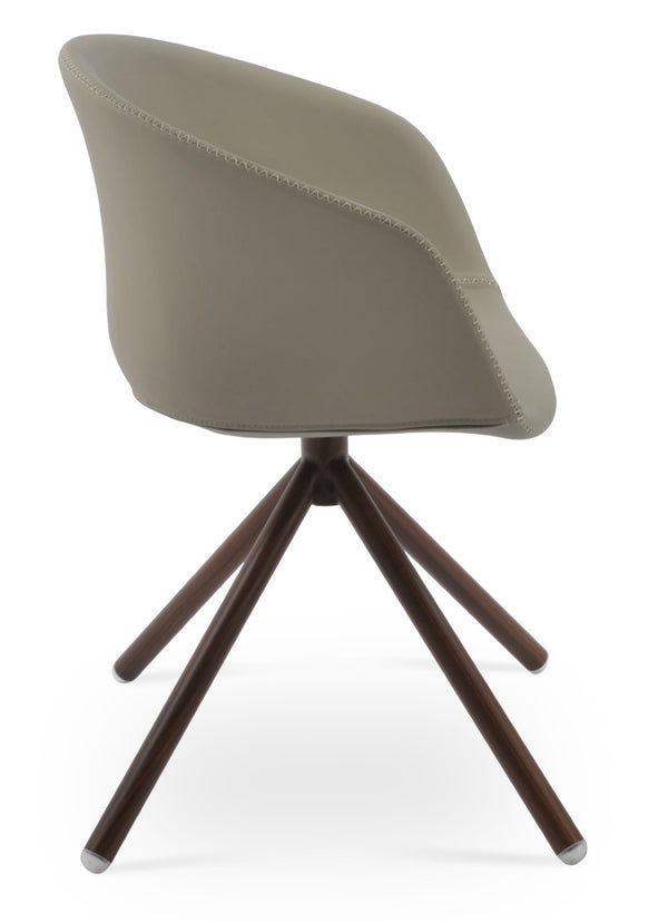 Soho Concept Tribeca Stick Swivel Armchair - Ergonomic Leatherette Dining Chair With Stylish Steel Base & 2-year Guarantee Walnut  Soho-concept-dining-chair-06186
