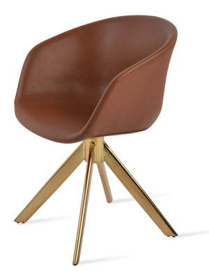 Soho Concept Tribeca Swivel Dining Chair - Stylish Leatherette Upholstery, Gold Accents, 2-year Guarantee, 300 Lbs Capacity Gold  Soho-concept-dining-chair-06196