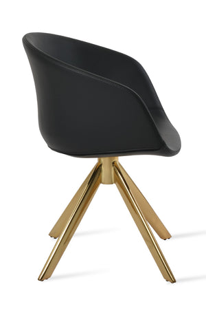 Soho Concept Tribeca Swivel Dining Chair - Stylish Leatherette Upholstery, Gold Accents, 2-year Guarantee, 300 Lbs Capacity Gold,Black  Soho-concept-dining-chair-06197