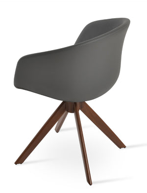 Soho Concept Tribeca Swivel Dining Chair - Stylish Leatherette Upholstery, Gold Accents, 2-year Guarantee, 300 Lbs Capacity Walnut,Grey  Soho-concept-dining-chair-06201