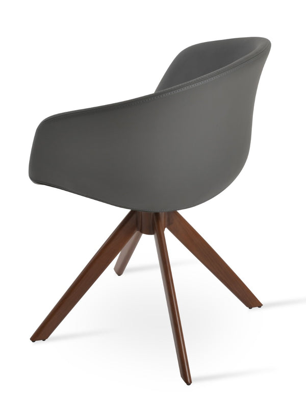 Soho Concept Tribeca Swivel Dining Chair - Stylish Leatherette Upholstery, Gold Accents, 2-year Guarantee, 300 Lbs Capacity Walnut,Grey  Soho-concept-dining-chair-06201