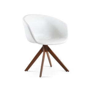 Soho Concept Tribeca Swivel Dining Chair - Stylish Leatherette Upholstery, Gold Accents, 2-year Guarantee, 300 Lbs Capacity Walnut,White  Soho-concept-dining-chair-06191