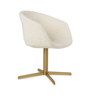Soho Concept Tribeca 4 Star Swivel Dining Chair - Elegant Wool & Boucle Upholstery, 10-year Guarantee, Stylish Design Brass,White  Soho-concept-dining-chair-06044