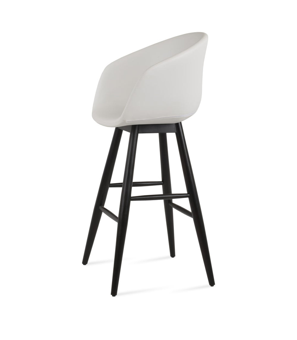 Soho Concept Tribeca Baba Barstools & Counterstools - Solid Teak Wood With Leatherette Seats, 2-year Warranty   Soho-concept-dining-chair-09945