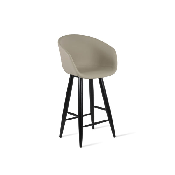 Soho Concept Tribeca Baba Barstools & Counterstools - Solid Teak Wood With Leatherette Seats, 2-year Warranty   Soho-concept-dining-chair-09946
