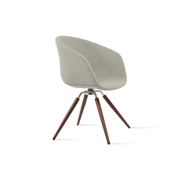Soho Concept Tribeca Swivel Dining Chair - Premium Wool Fabric, Stylish Silver & Walnut Finish, 10-year Guarantee Silver,Walnut Swivel. Solid Metal Top Part Connected To Four Tubular Legs Soho-concept-dining-chair-06059