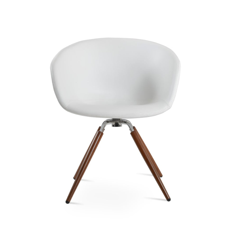 Soho Concept Tribeca Arm Carrot Swivel Dining Chair - Stylish Leatherette With 2-year Guarantee, Walnut & White Walnut,White Swivel. Solid Metal Top Part Connected To Four Tubular Legs Soho-concept-dining-chair-06058