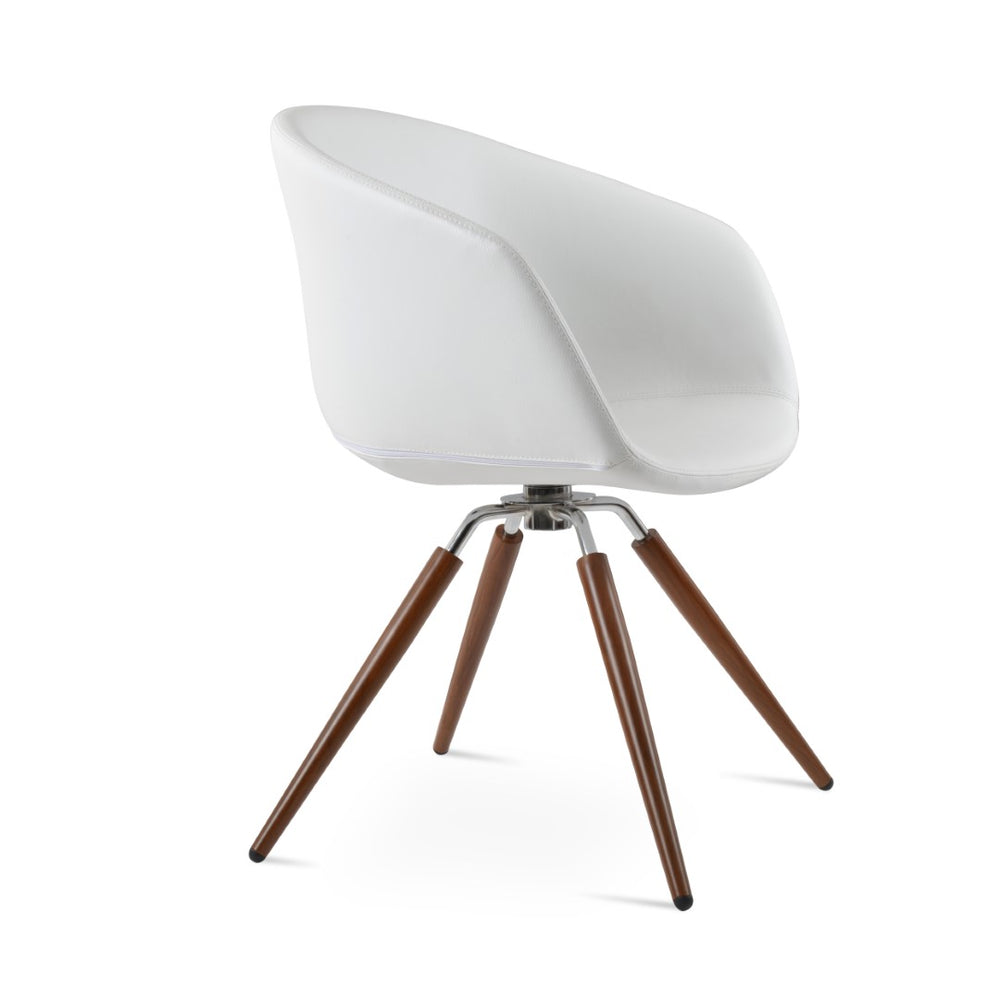 Soho Concept Tribeca Arm Carrot Swivel Dining Chair - Stylish Leatherette With 2-year Guarantee, Walnut & White Walnut,White Swivel. Solid Metal Top Part Connected To Four Tubular Legs Soho-concept-dining-chair-06058