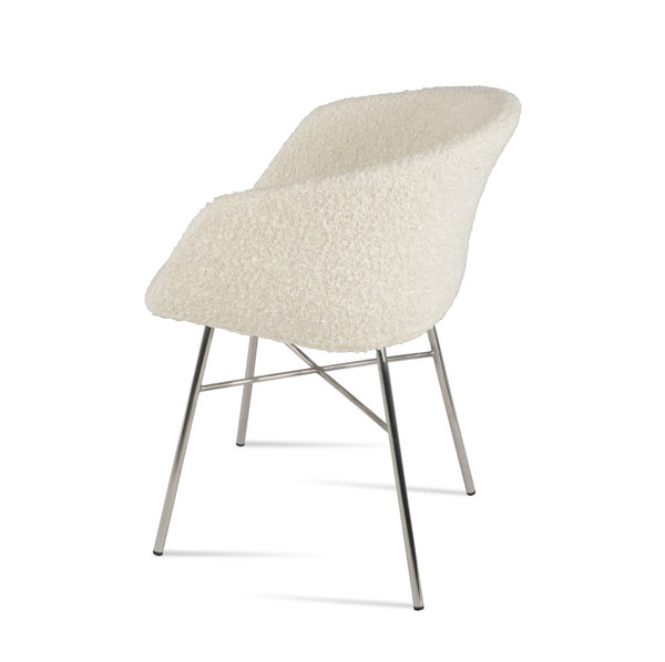 Soho Concept Tribeca Cross Armchair Dining Chair - Durable Camira Blazer Wool, Stylish Boucle Fabric, 10-year Guarantee White  Soho-concept-dining-chair-06071