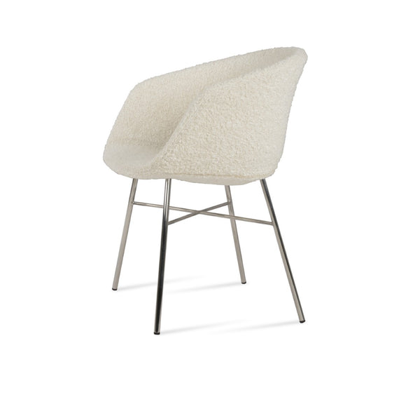 Soho Concept Tribeca Cross Armchair Dining Chair - Durable Camira Blazer Wool, Stylish Boucle Fabric, 10-year Guarantee White  Soho-concept-dining-chair-06071