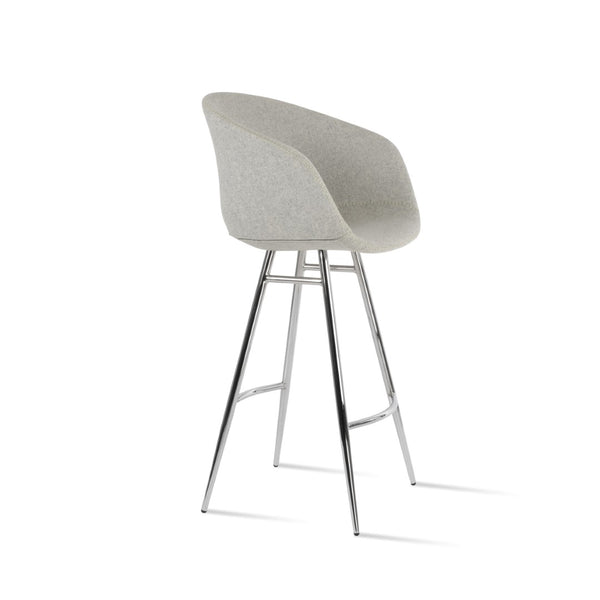 Soho Concept Tribeca Galata Barstools & Counterstools - Premium Wool Fabric, Stylish Armrests, 10-year Warranty Chrome,Silver Steel Tubular Legs Soho-concept-dining-chair-09962