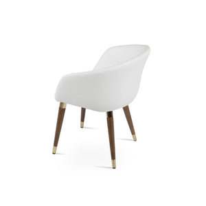 Soho Concept Tribeca Gz.Wood Armchair Dining Chair - Stylish Leatherette, Soft Walnut Finish, Gold Accents, 2-year Guarantee Walnut,Gold,White  Soho-concept-dining-chair-06119