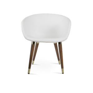 Soho Concept Tribeca Gz.Wood Armchair Dining Chair - Stylish Leatherette, Soft Walnut Finish, Gold Accents, 2-year Guarantee Walnut,Gold,White  Soho-concept-dining-chair-06119