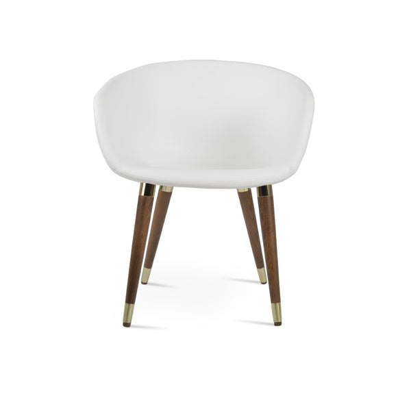 Soho Concept Tribeca Gz.Wood Armchair Dining Chair - Stylish Leatherette, Soft Walnut Finish, Gold Accents, 2-year Guarantee Walnut,Gold,White  Soho-concept-dining-chair-06119