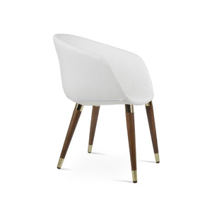 Soho Concept Tribeca Gz.Wood Armchair Dining Chair - Stylish Leatherette, Soft Walnut Finish, Gold Accents, 2-year Guarantee Walnut,Gold,White  Soho-concept-dining-chair-06119
