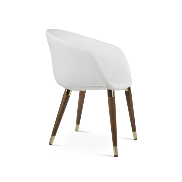 Soho Concept Tribeca Gz.Wood Armchair Dining Chair - Stylish Leatherette, Soft Walnut Finish, Gold Accents, 2-year Guarantee Walnut,Gold,White  Soho-concept-dining-chair-06119