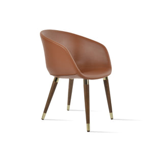Soho Concept Tribeca Gz.Wood Armchair Dining Chair - Stylish Leatherette, Soft Walnut Finish, Gold Accents, 2-year Guarantee Walnut,Gold  Soho-concept-dining-chair-06124