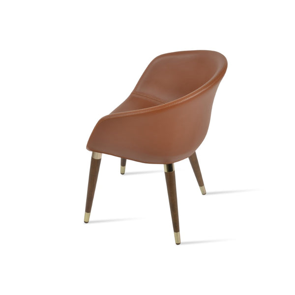 Soho Concept Tribeca Gz.Wood Armchair Dining Chair - Stylish Leatherette, Soft Walnut Finish, Gold Accents, 2-year Guarantee Walnut,Gold  Soho-concept-dining-chair-06125