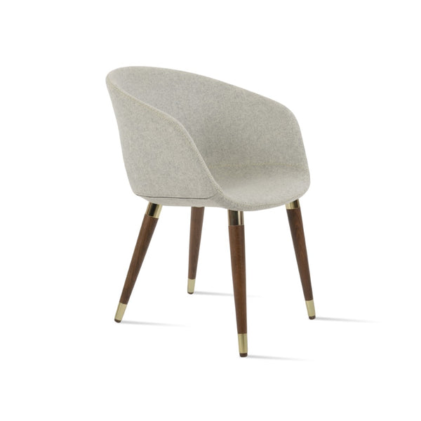 Soho Concept Tribeca Stylish Wood Armchair - Premium Wool Fabric, 10-year Guarantee, Walnut & Dark Grey Finish Walnut,Gold,Silver  Soho-concept-dining-chair-06122