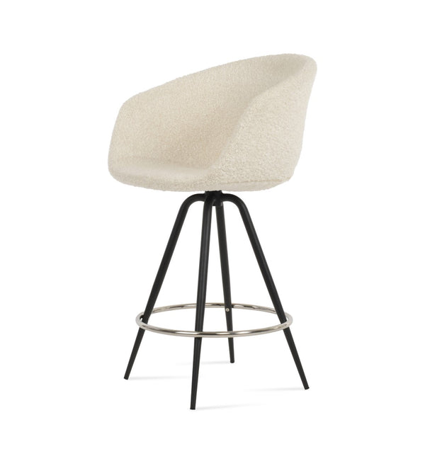 Soho Concept Tribeca Max Swivel Barstools & Counterstools - Camira Blazer Wool, 10-year Guarantee, Stylish Comfort Black,White Steel Tubular Legs Black ,S.Steel ,Walnut Finish ,Brass Soho-concept-dining-chair-09971