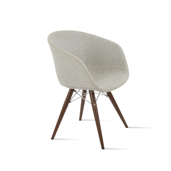 Soho Concept Tribeca Mw Armchair Dining Chair In White - Luxurious Boucle Wool Fabric With 10-year Guarantee Walnut,Silver  Soho-concept-dining-chair-06130