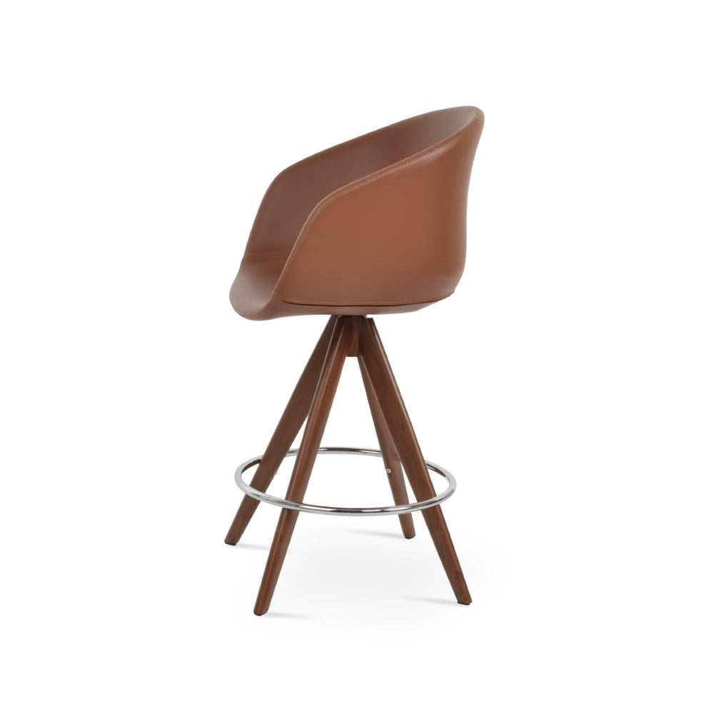 Soho Concept Tribeca Pyramid-mw Swivel Barstools With Leatherette Upholstery & 2-year Guarantee, 300 Lbs Capacity Walnut  Soho-concept-dining-chair-09998