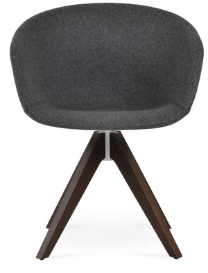 Soho Concept Tribeca Pyramid Wood Dining Chair - Elegant Camira Blazer Wool, 10-year Guarantee, Walnut Grey Walnut,Dark Grey  Soho-concept-dining-chair-06140