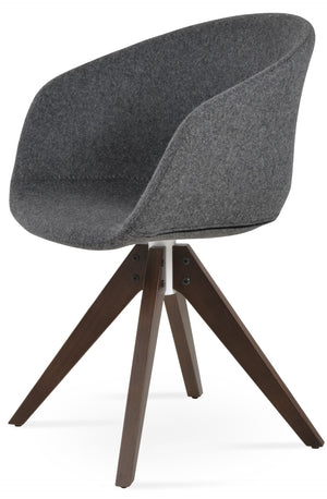 Soho Concept Tribeca Pyramid Wood Dining Chair - Elegant Camira Blazer Wool, 10-year Guarantee, Walnut Grey Walnut,Dark Grey  Soho-concept-dining-chair-06141