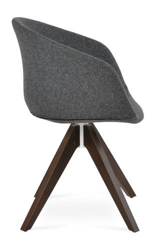 Soho Concept Tribeca Pyramid Wood Dining Chair - Elegant Camira Blazer Wool, 10-year Guarantee, Walnut Grey Walnut,Dark Grey  Soho-concept-dining-chair-06141
