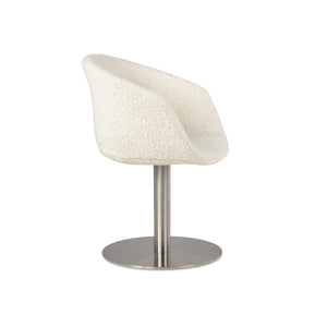 Soho Concept Tribeca Round Armchair Swivel Dining Chair - Premium Wool Fabric, 10-year Guarantee, White Elegance White  Soho-concept-dining-chair-06145