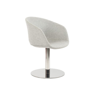 Soho Concept Tribeca Round Armchair Swivel Dining Chair - Premium Wool Fabric, 10-year Guarantee, White Elegance Silver  Soho-concept-dining-chair-06148