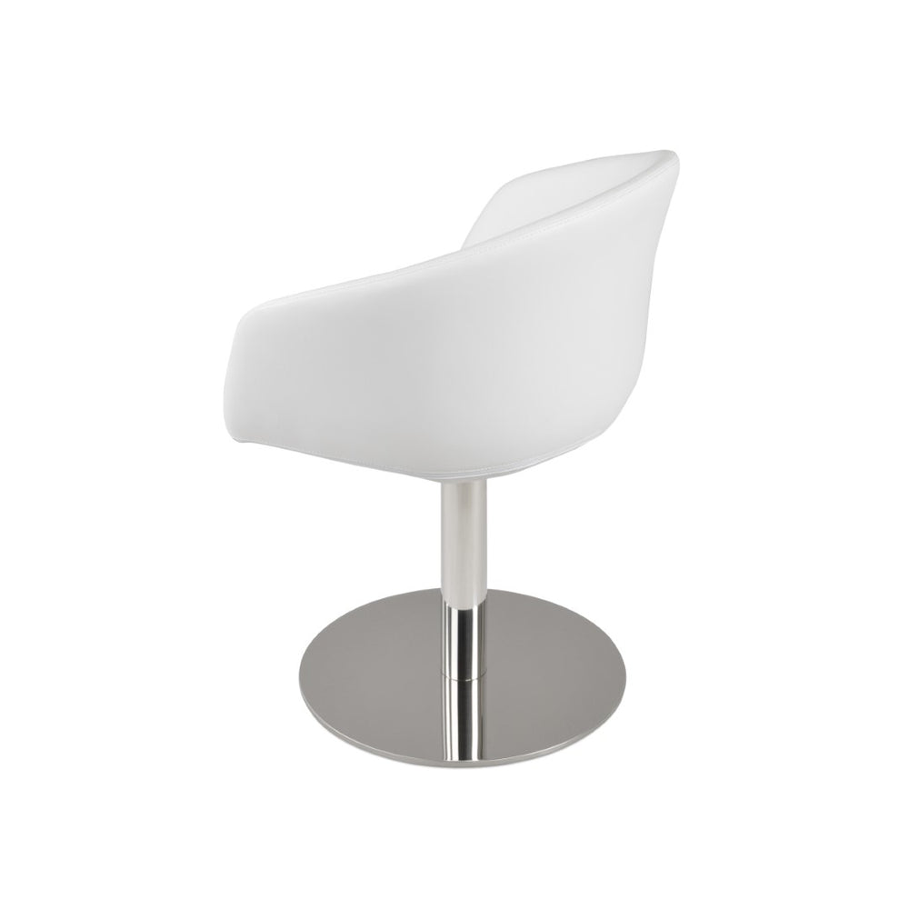 Soho Concept Tribeca Swivel Dining Chair - Stylish Round Armchair In Leatherette With Soft Chrome Base, 2 Year Warranty Chrome,White  Soho-concept-dining-chair-06144