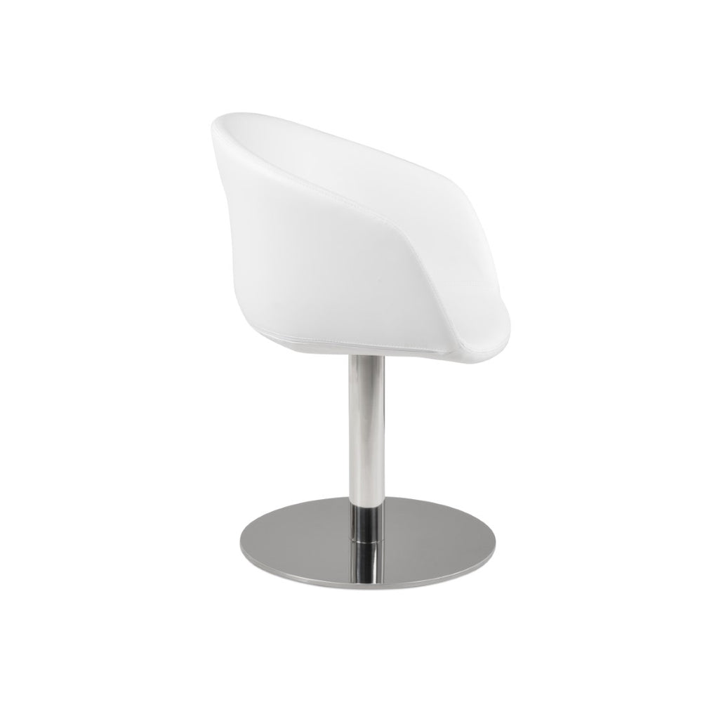 Soho Concept Tribeca Swivel Dining Chair - Stylish Round Armchair In Leatherette With Soft Chrome Base, 2 Year Warranty Chrome,White  Soho-concept-dining-chair-06144