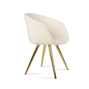 Soho Concept Tribeca 4 Star Swivel Dining Chair - Elegant Wool & Boucle Upholstery, 10-year Guarantee, Stylish Design Gold,White  Soho-concept-dining-chair-06176