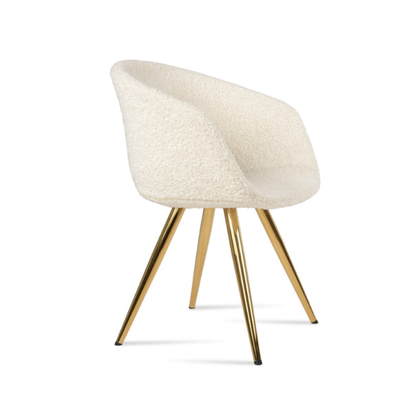 Soho Concept Tribeca 4 Star Swivel Dining Chair - Elegant Wool & Boucle Upholstery, 10-year Guarantee, Stylish Design Gold,White  Soho-concept-dining-chair-06176