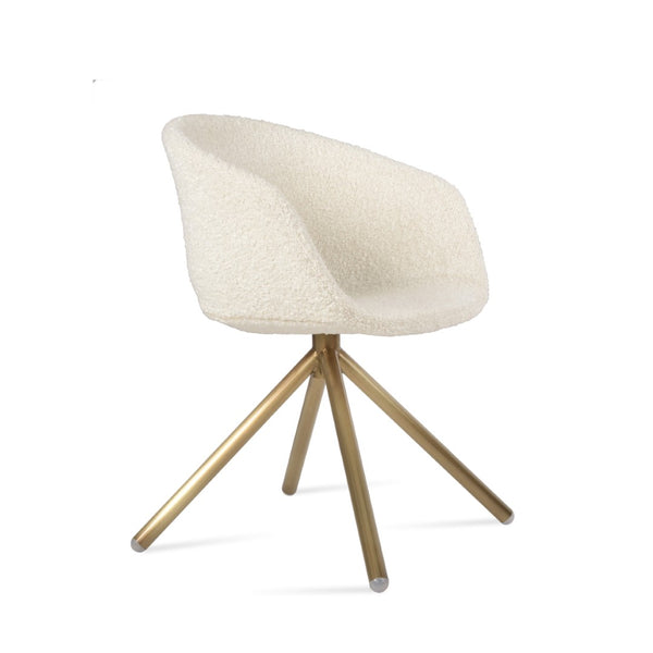 Soho Concept Tribeca Stick Swivel Armchair - Premium Camira Wool, Durable Steel Base, 10-year Guarantee & Style Brass,White  Soho-concept-dining-chair-06187