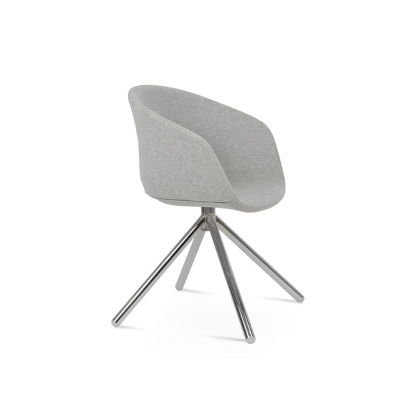 Soho Concept Tribeca Stick Swivel Armchair - Premium Camira Wool, Durable Steel Base, 10-year Guarantee & Style Chrome,Silver  Soho-concept-dining-chair-06181