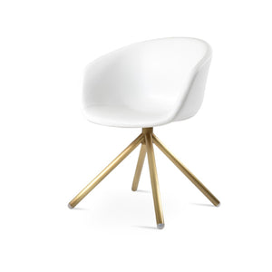 Soho Concept Tribeca Stick Swivel Armchair - Ergonomic Leatherette Dining Chair With Stylish Steel Base & 2-year Guarantee Brass,White  Soho-concept-dining-chair-06178
