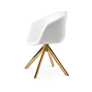 Soho Concept Tribeca Swivel Dining Chair - Stylish Leatherette Upholstery, Gold Accents, 2-year Guarantee, 300 Lbs Capacity Gold,White  Soho-concept-dining-chair-06189