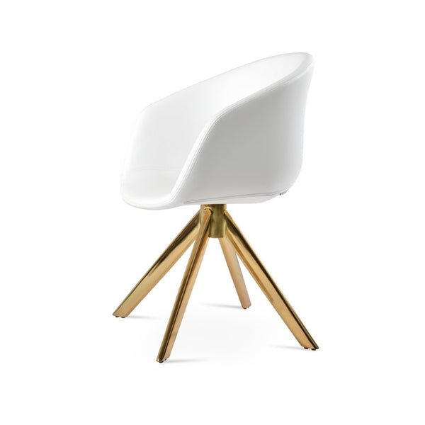 Soho Concept Tribeca Swivel Dining Chair - Stylish Leatherette Upholstery, Gold Accents, 2-year Guarantee, 300 Lbs Capacity Gold,White  Soho-concept-dining-chair-06189