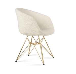 Soho Concept Tribeca Tower Armchair - Premium Wool Upholstery, Chrome Base, 10-year Guarantee, Dark Grey Design Gold,White  Soho-concept-dining-chair-06208