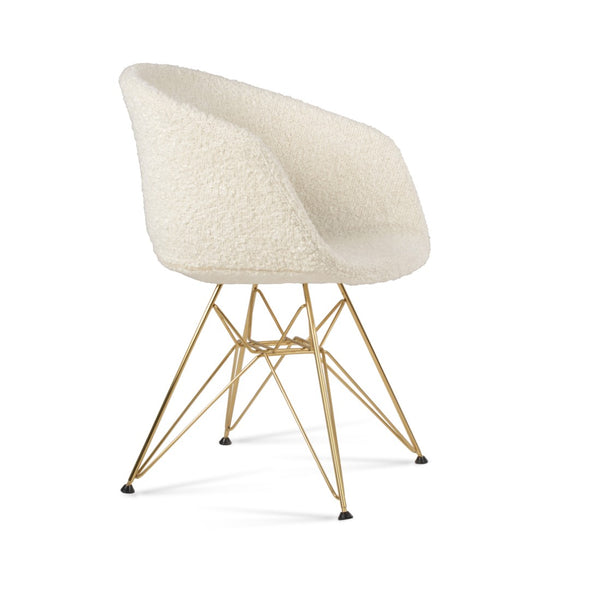 Soho Concept Tribeca Tower Armchair - Premium Wool Upholstery, Chrome Base, 10-year Guarantee, Dark Grey Design Gold,White  Soho-concept-dining-chair-06208