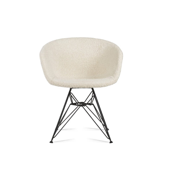 Soho Concept Tribeca Tower Armchair - Premium Wool Upholstery, Chrome Base, 10-year Guarantee, Dark Grey Design Black,White  Soho-concept-dining-chair-06207