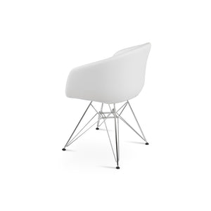 Soho Concept Tribeca Tower Armchair Dining Chair - Soft Leatherette, Chrome Finish & Ergonomic Design, 2-year Guarantee Chrome,White  Soho-concept-dining-chair-06205