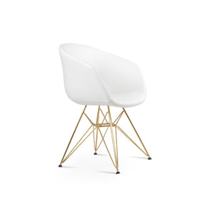 Soho Concept Tribeca Tower Armchair Dining Chair - Soft Leatherette, Chrome Finish & Ergonomic Design, 2-year Guarantee Gold,White  Soho-concept-dining-chair-06206